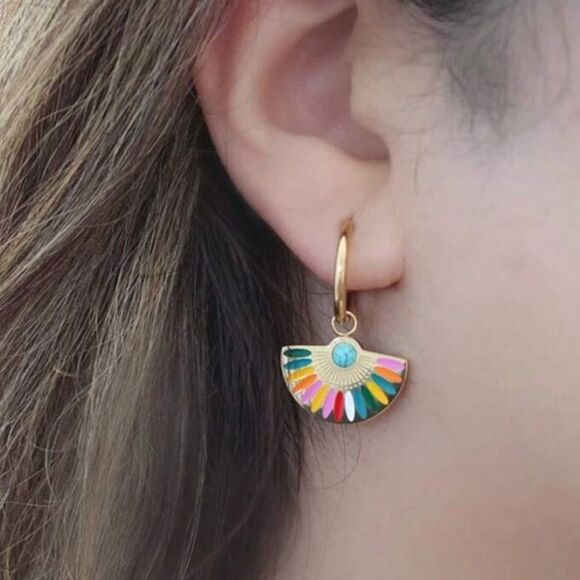 Bohemian hoop earrings N613 - Picture 2 of 5